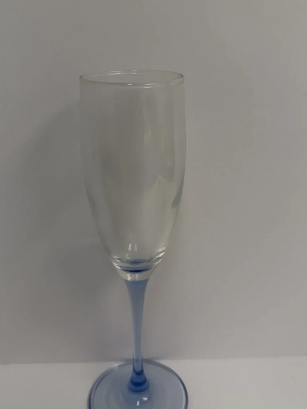 CHAMPAGNE FLUTES -- Light Blue Stems & Blue Footed Bases, Set of 4, Vintage
